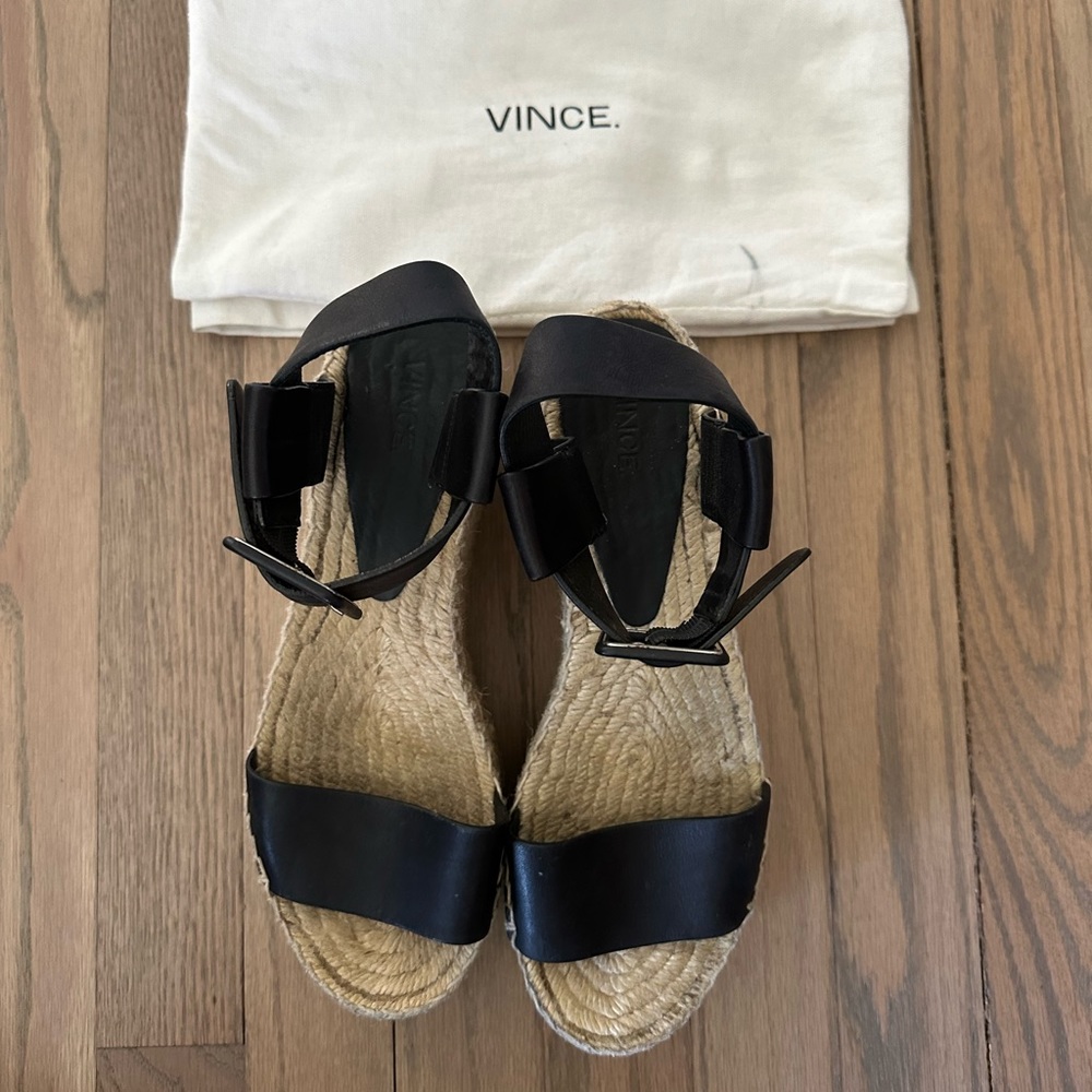Vince Leather Platform Espadrilles